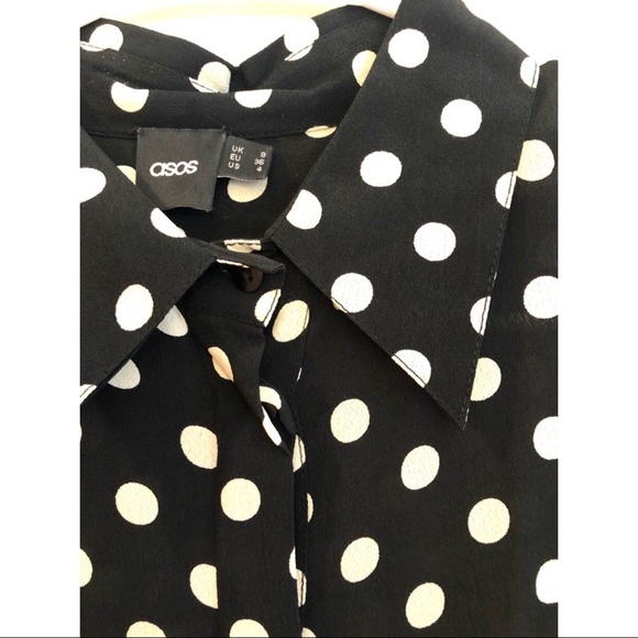 ASOS Glamorous relaxed black/cream polka dot shirt - Picture 7 of 8